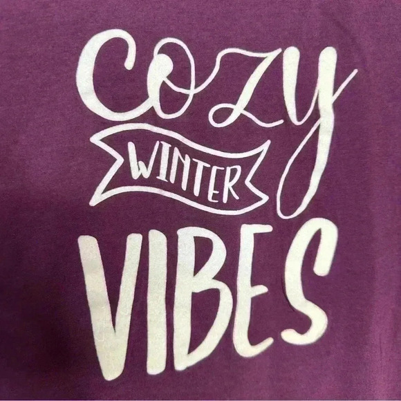 George T-Shirt Cozy Winter Vibes Purple & White Size Medium - Picture 14 of 16